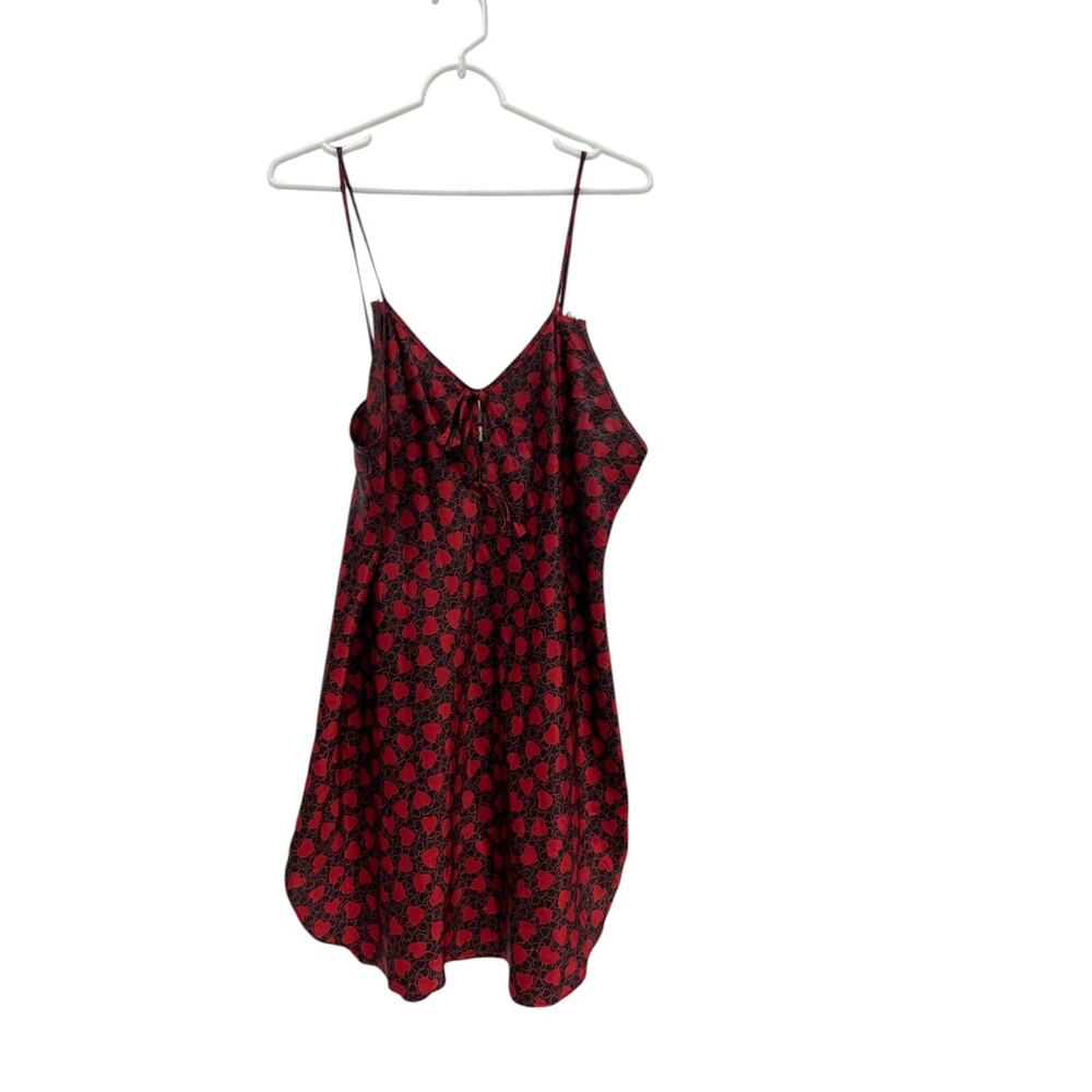 Intimate Affair Sleepwear Women Satin Slip Dress Chemise Nightie Heart Red Black